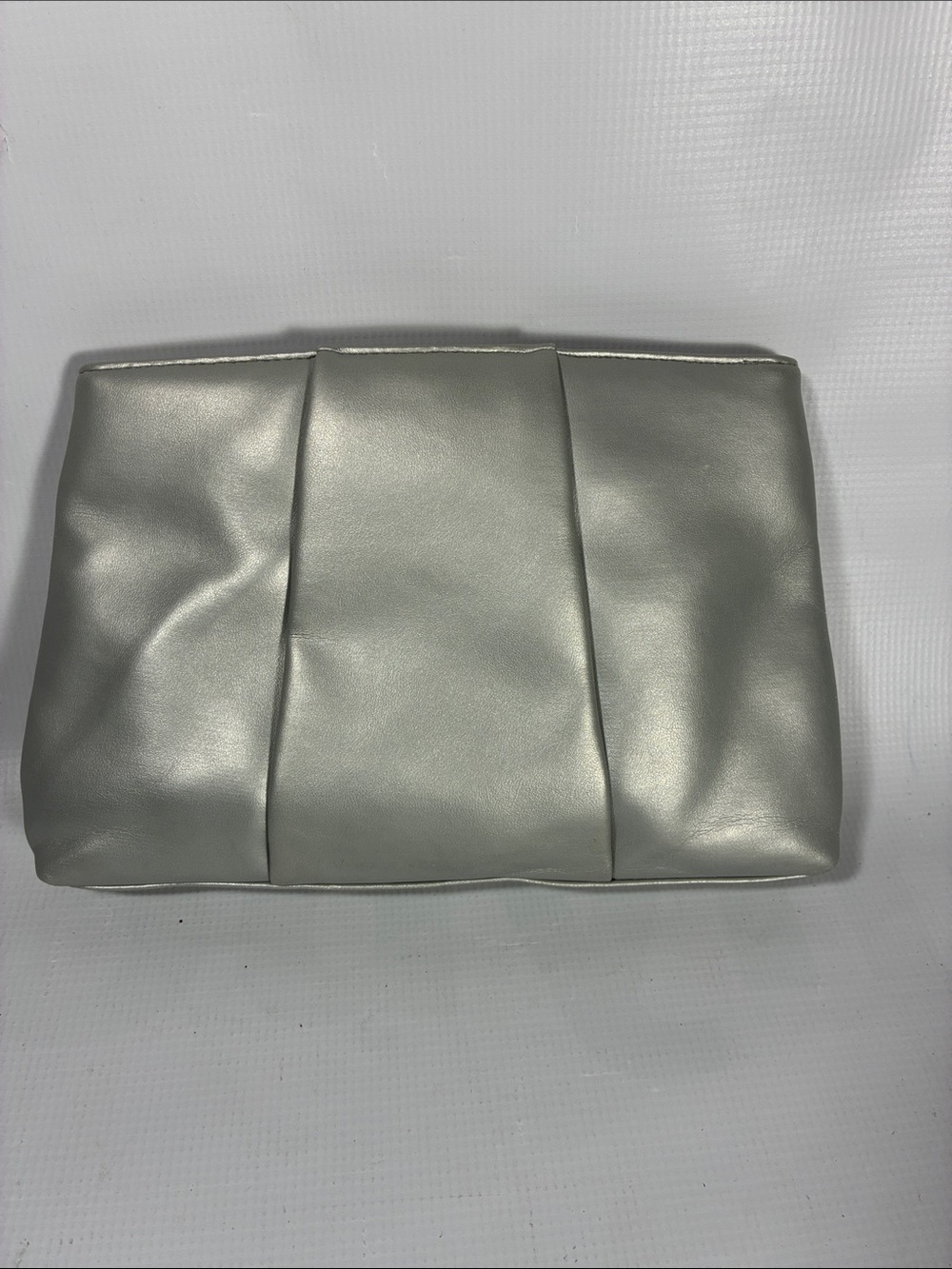 Vintage Metallic Silver Padded Clutch with Strap